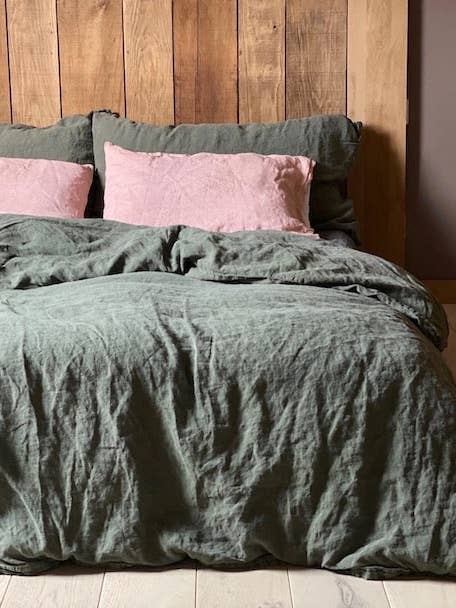 Dekbedovertrek Gewassen Linnen Kaki voor wholesale door la draperie francaise