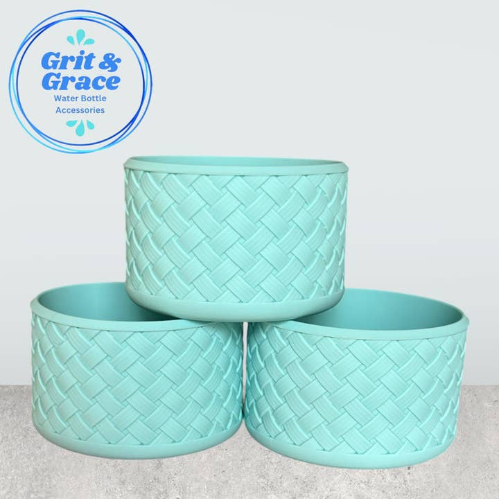 Basketweave Seaglass Mint Boot for wholesale by Grit & Grace Water Bottle Accessories