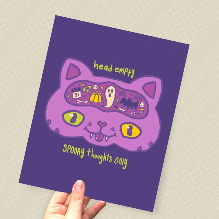 Lámina artística de Halloween con Head Empty, Spooky Thoughts Only Cat para venta al por mayor de Articuh