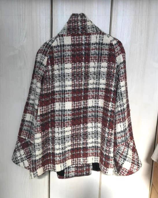 Checkered Retro Plaid Check Stand Collar Button Jacket for wholesale on Faire3