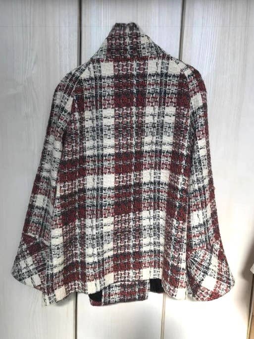 Checkered Retro Plaid Check Stand Collar Button Jacket for wholesale on Faire3