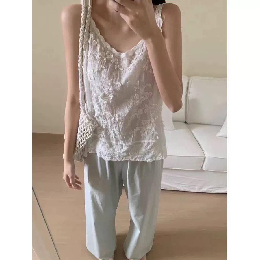 Hope & Sunshine - Wholesale Camisole - Dames - Kanten Geborduurde Jacquard Camisole15