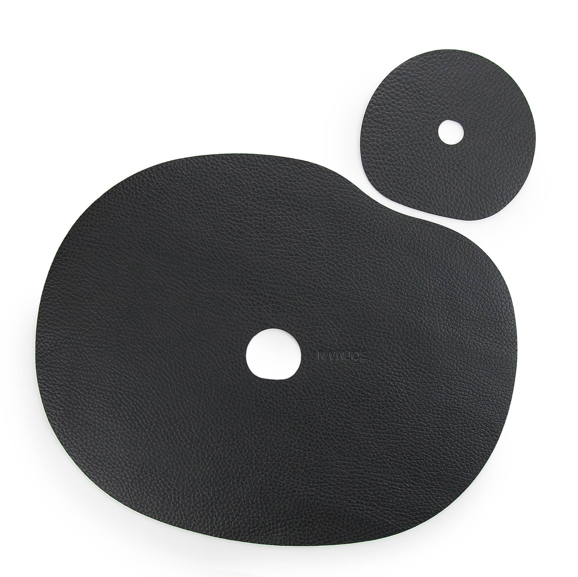 NAMUOS - Vente Sets de table - Set de napperon et sous-verre en cuir 100 % naturel noir MILLSTONES2