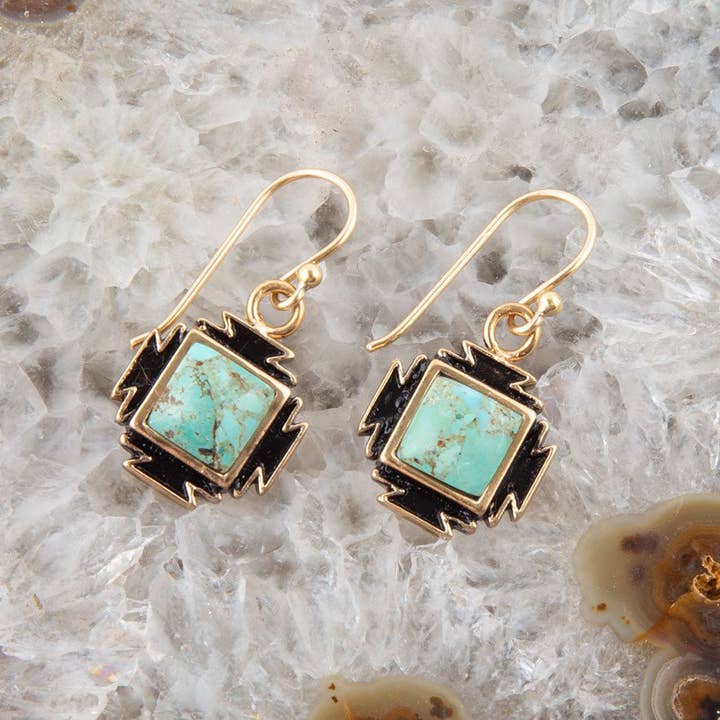 Barse Jewelry - Wholesale Dangle Earrings - Turquoise Aztec Earrings1