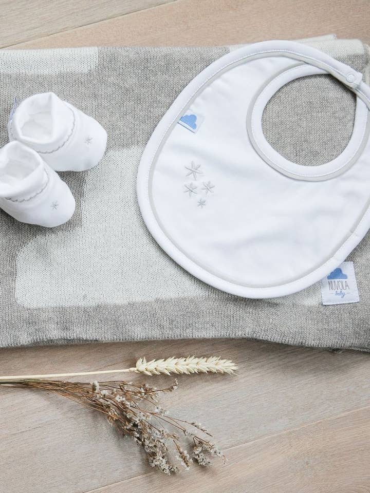 Milky Way Bib Pima Cotton White for wholesale by Nuvola Baby