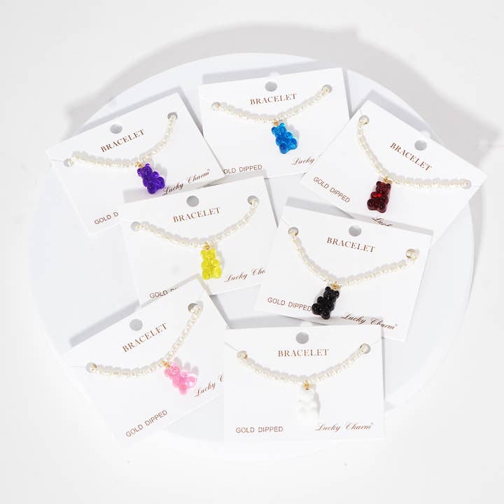 Bracelet en forme d'ours en gélatine multicolore pour la vente par OHBOOBA DESIGN
