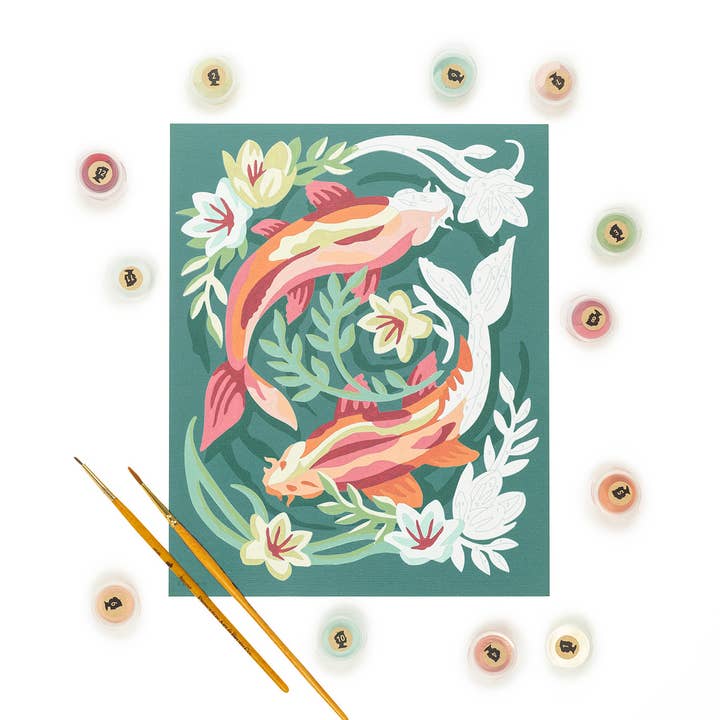 Elle Crée (She Creates) - Wholesale DIY Craft Kit - Koi Fish in Pond Paint-by-Number Kit1