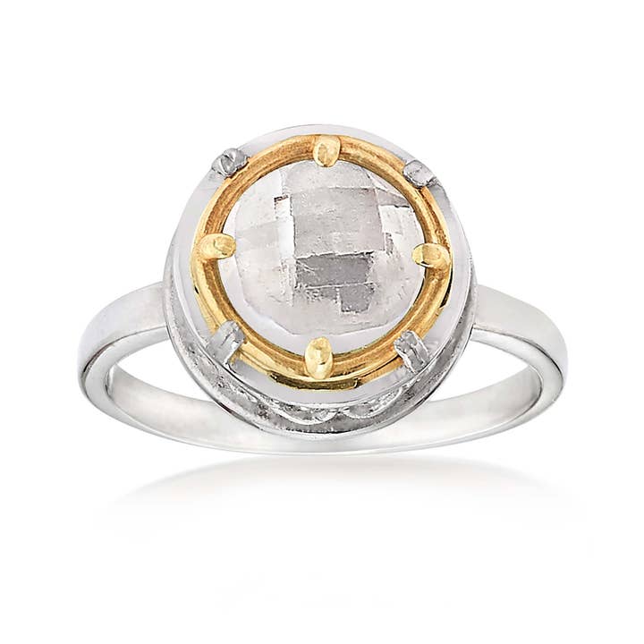 Anel Redondo de Cristal de Pedra com Vermeil em Ouro 18k por atacado de Anatoli Jewelry