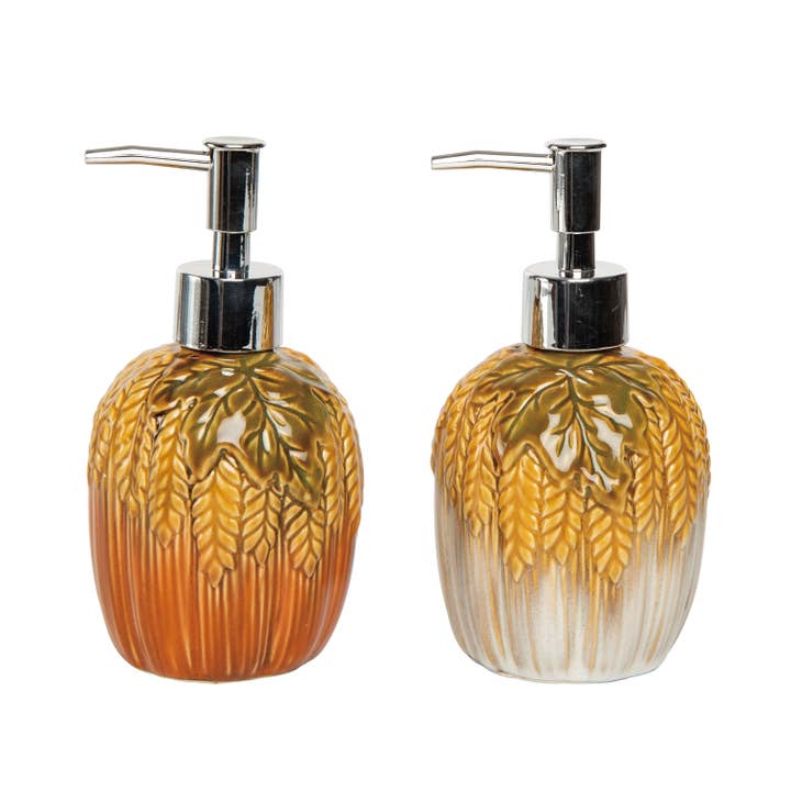 Ceramic Pumpkin Soap Dispenser Set Fall Home Decor DS for wholesale by Transpac