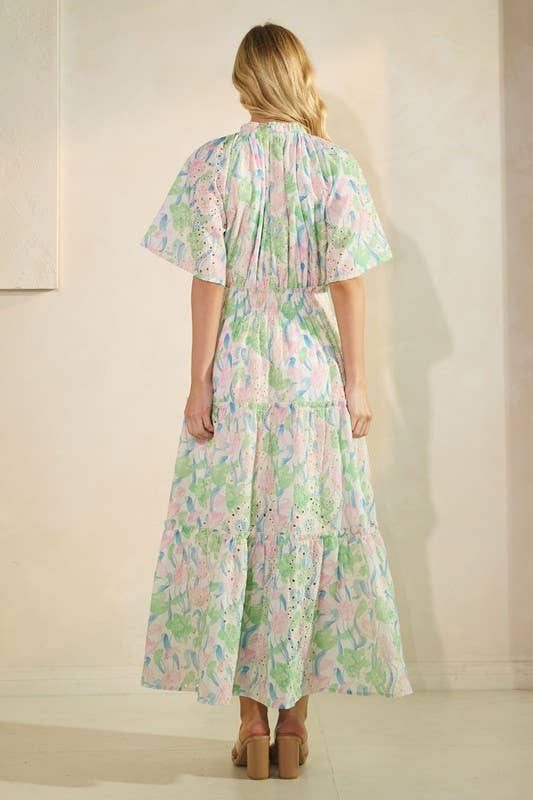 Verde Multi Vestito a balze in pizzo con occhielli MD51574 in vendita all'ingrosso su Faire2