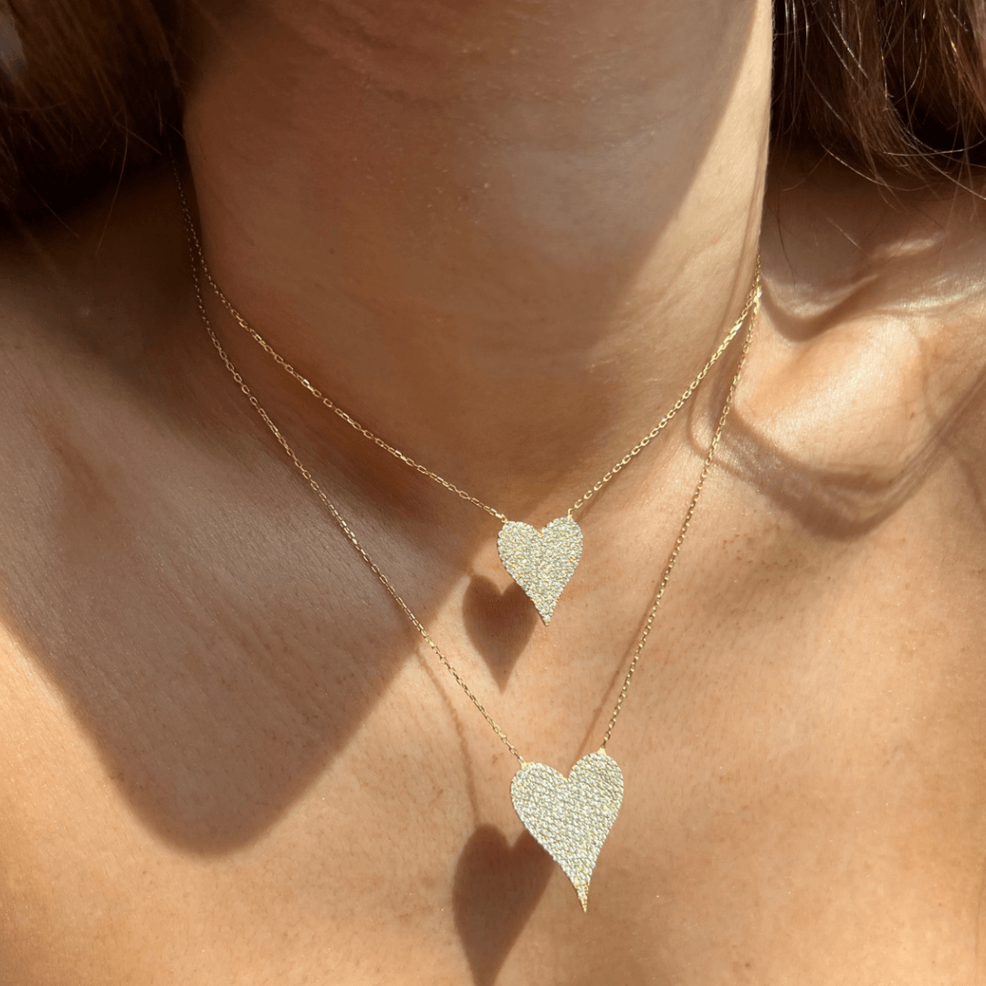 Silver Pave Diamond Heart Necklace for wholesale on Faire3
