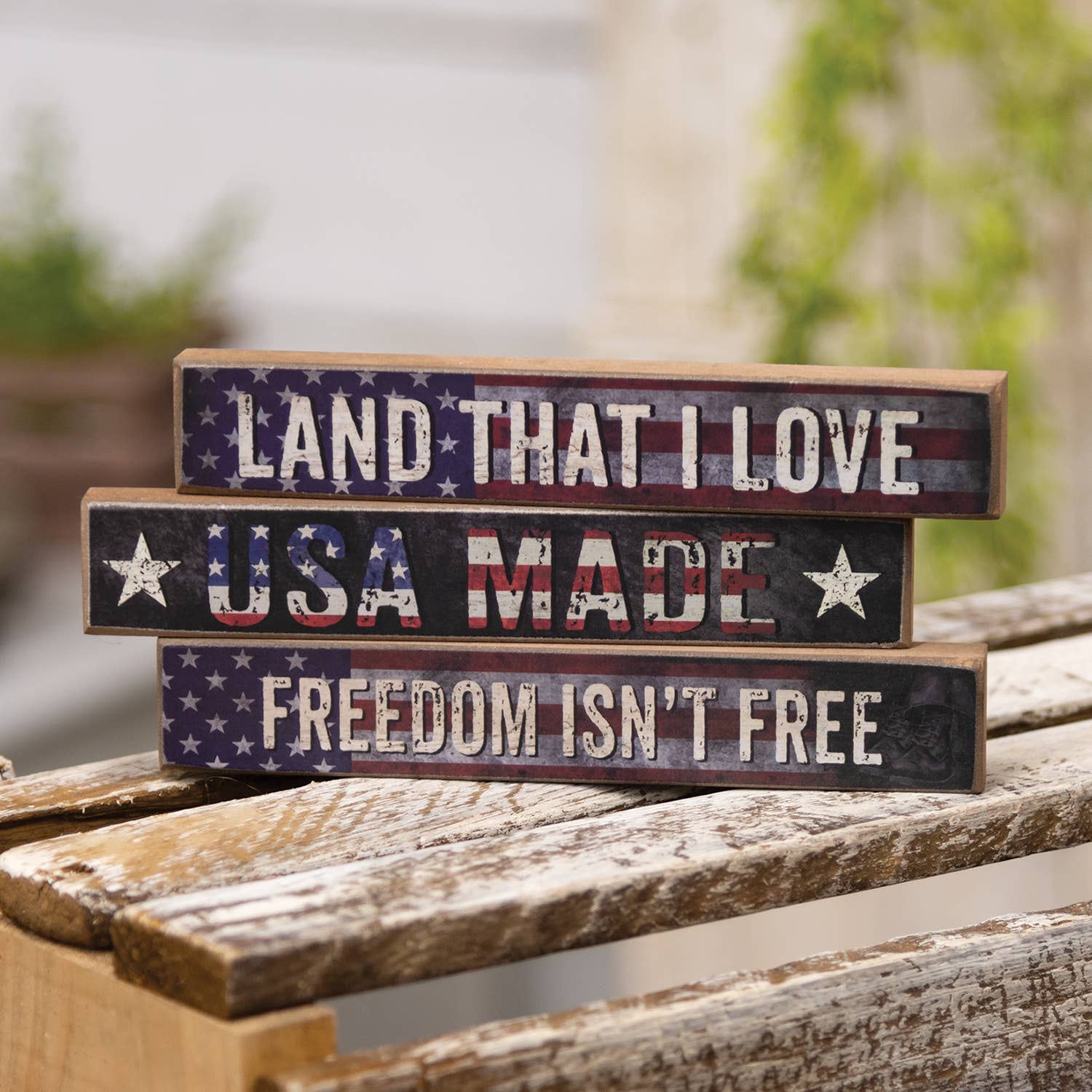 The Hearthside Collection - Wholesale Decorative Tabletop Object - Land That I Love Mini Stick - 3 Asstd.1