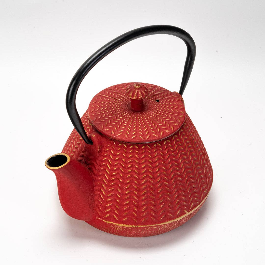 Urban Tokyo - Wholesale Tea Pot - Red Chevron Design 32oz Cast Iron Tea Pot (1/8)4