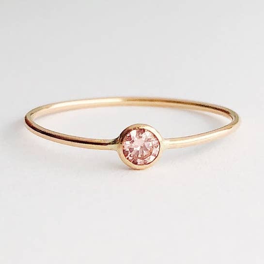 3mm Morganite Ring | 14kt Gold Filled Stackable Ring for wholesale by From Brooklyn With Love