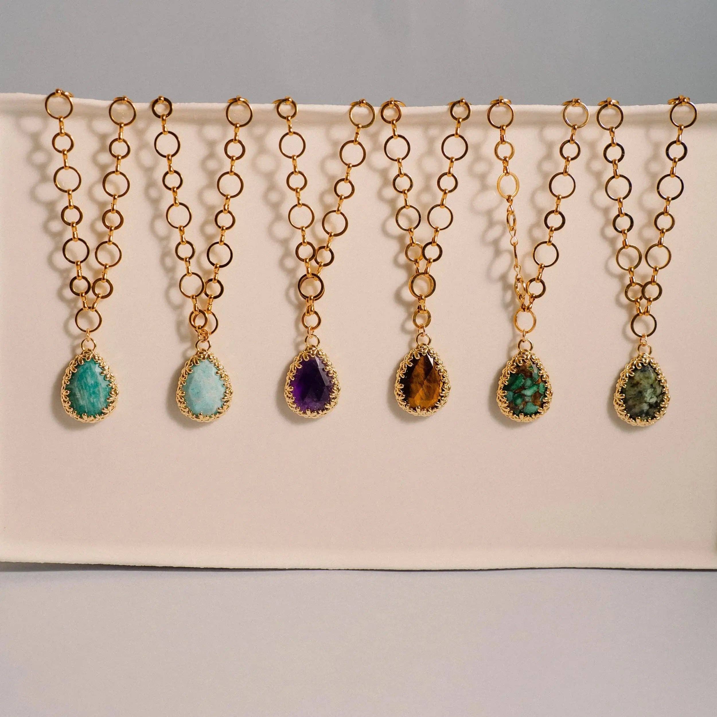 PHOEBE´S - Wholesale Pendant/Charm Necklace - Collar de acero inoxidable con piedra natural7