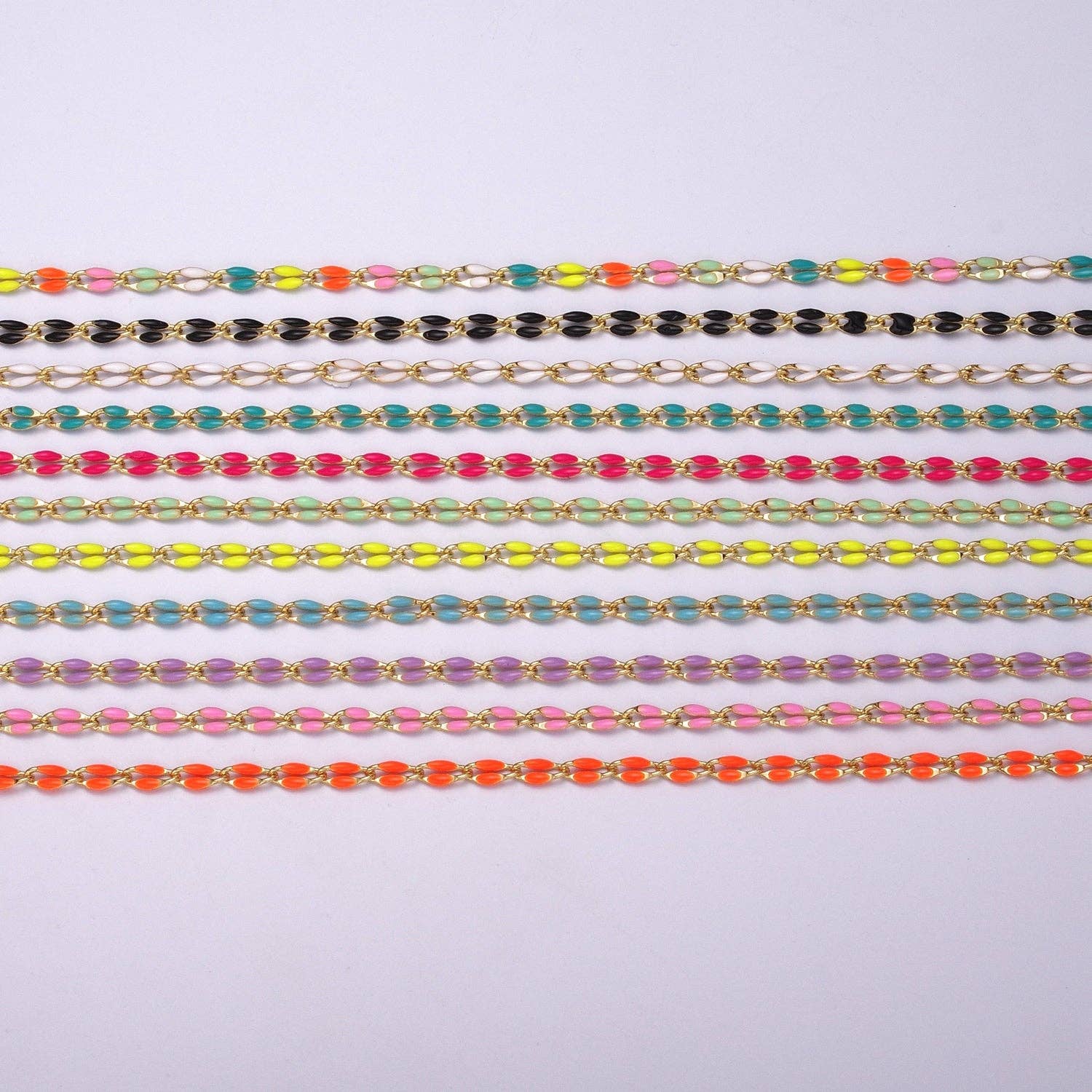 Aim Eternal - Wholesale Link & Chain Necklace - Enamel Gold Filled Colored Chain 2.9mm width Colorful Chain,11