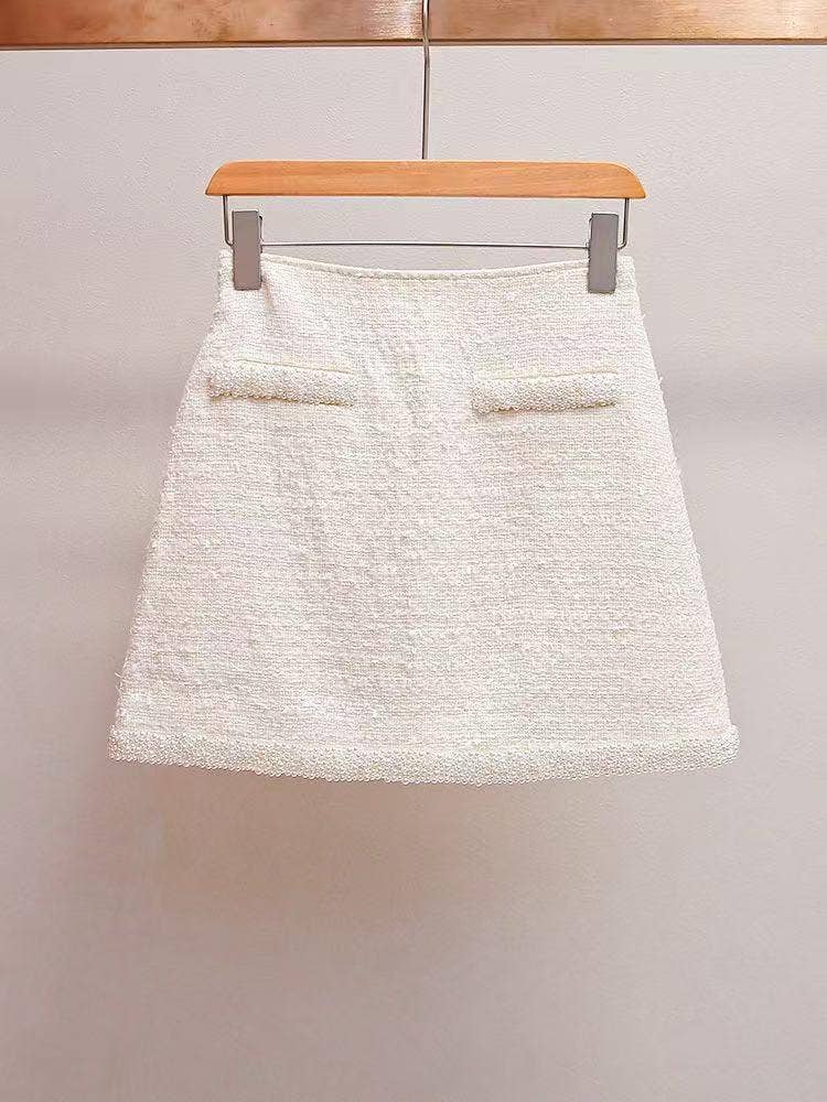 Color as pictures SET92Y Tweed hand-beaded jacket and skirt set for autumn for wholesale on Faire3