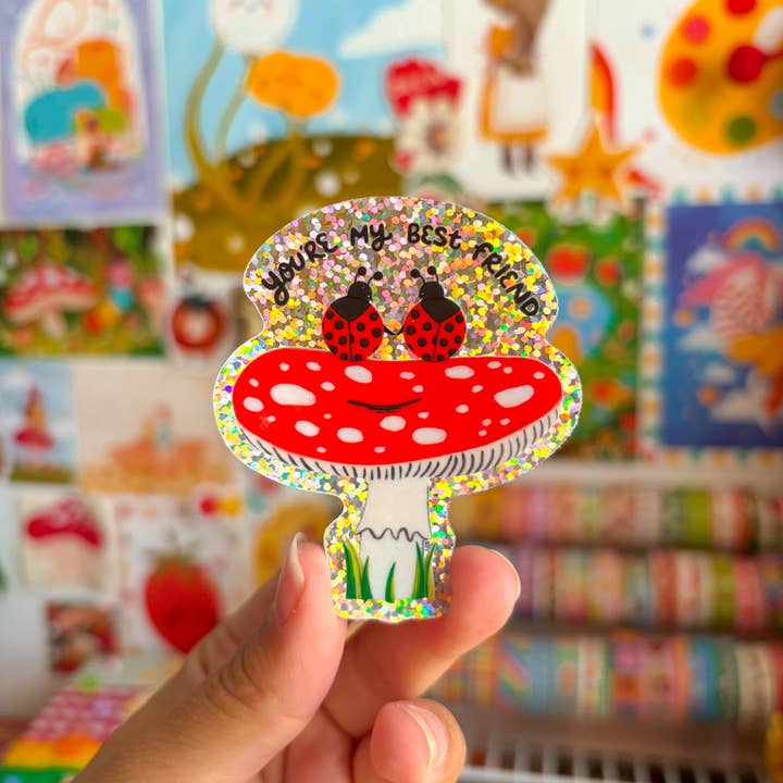 Du er min bedste ven glimmerklistermærke for engroshandel hos Veronica Porlier Illustrations