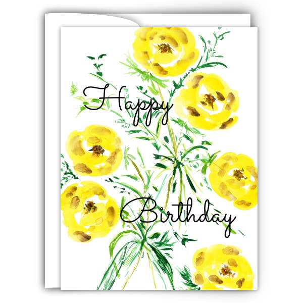 Yellow Wild Rose Birthday Card for wholesale by Katomun