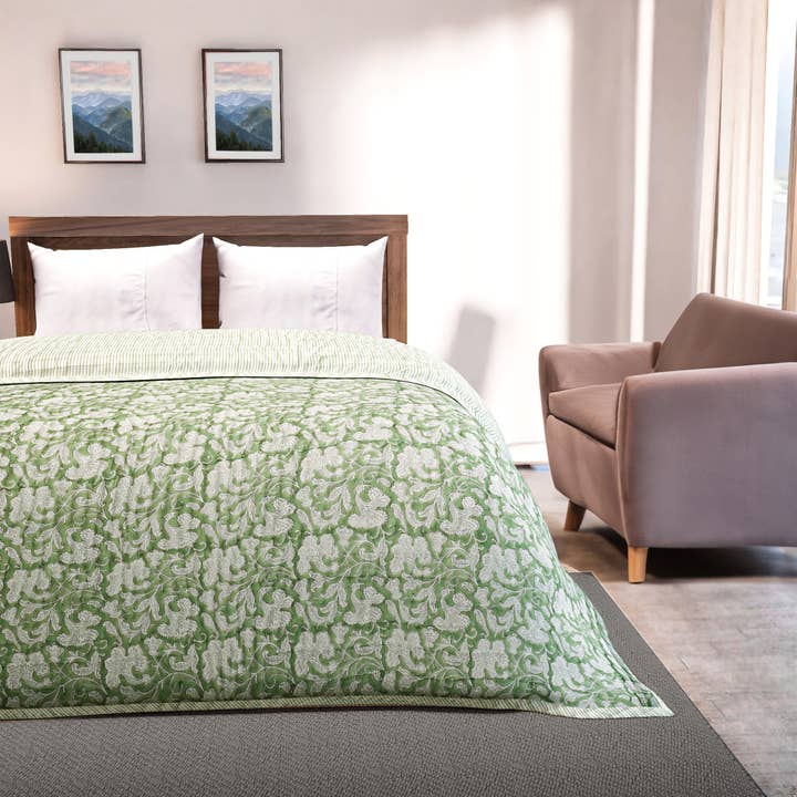 Fabricrush - Wholesale Quilt - Fabricursh Pure Cotton Block Print Comforter Quilt 1