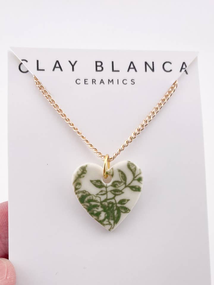 Green China Medium Heart (middle) Pendant necklace (Options) for wholesale by Clay Blanca