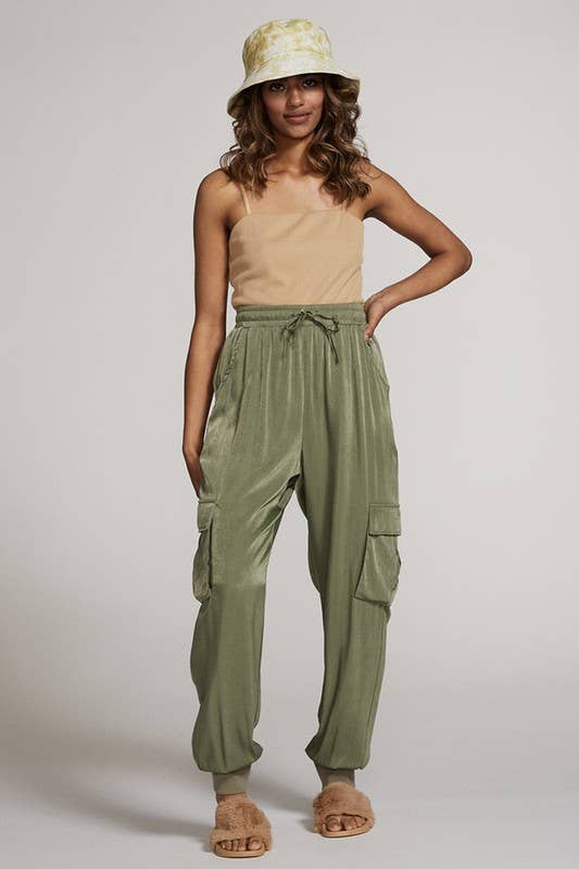 Miss Sparkling - Wholesale Pants - Women's - Textured Satin Cargo Pants6