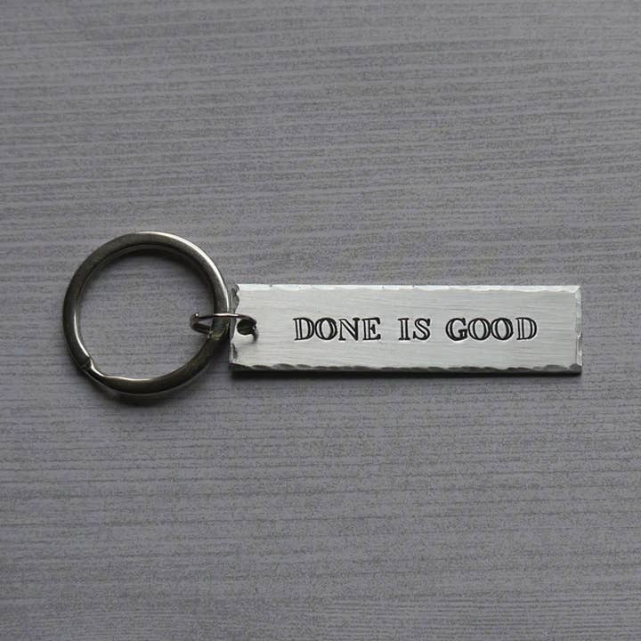 Done Is Good keychain for wholesale by Resistance Jewelry