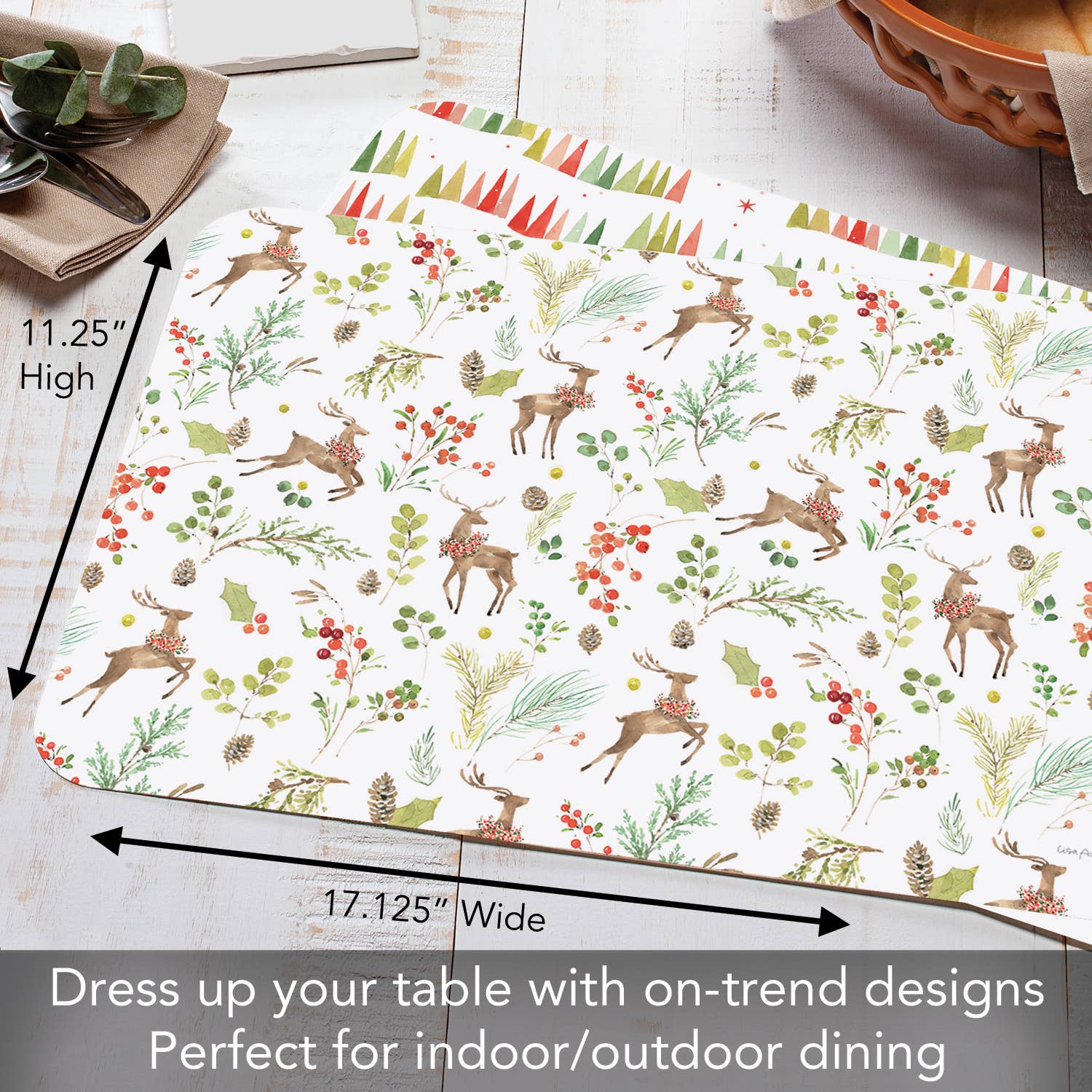 Conimar Promotions - Wholesale Placemat - "Bright & Merry" Reversible Rectangular Plastic Placemat  2