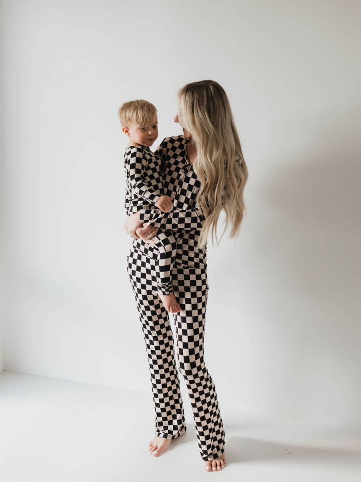 Forever French Baby - Wholesale Sleepwear Set - Women's - Women's Bamboo Pajamas | Black Checkerboard