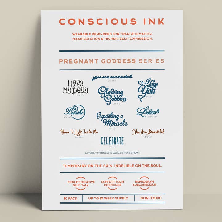 Pregnant Goddess Variety, confezione da 10 per la vendita all'ingrosso da parte di Conscious Ink