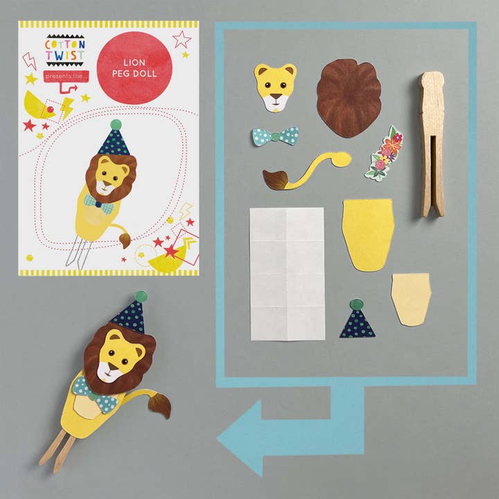 Cotton Twist - Vendita all'ingrosso Kit per lavoretti fai da te - Bambini - Fai il tuo kit per bambole con pioli di le