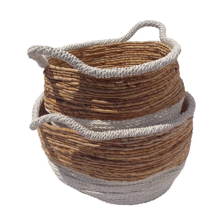 OVAL BASKET SET*2 WHITE para venta al por mayor de Taller Indias