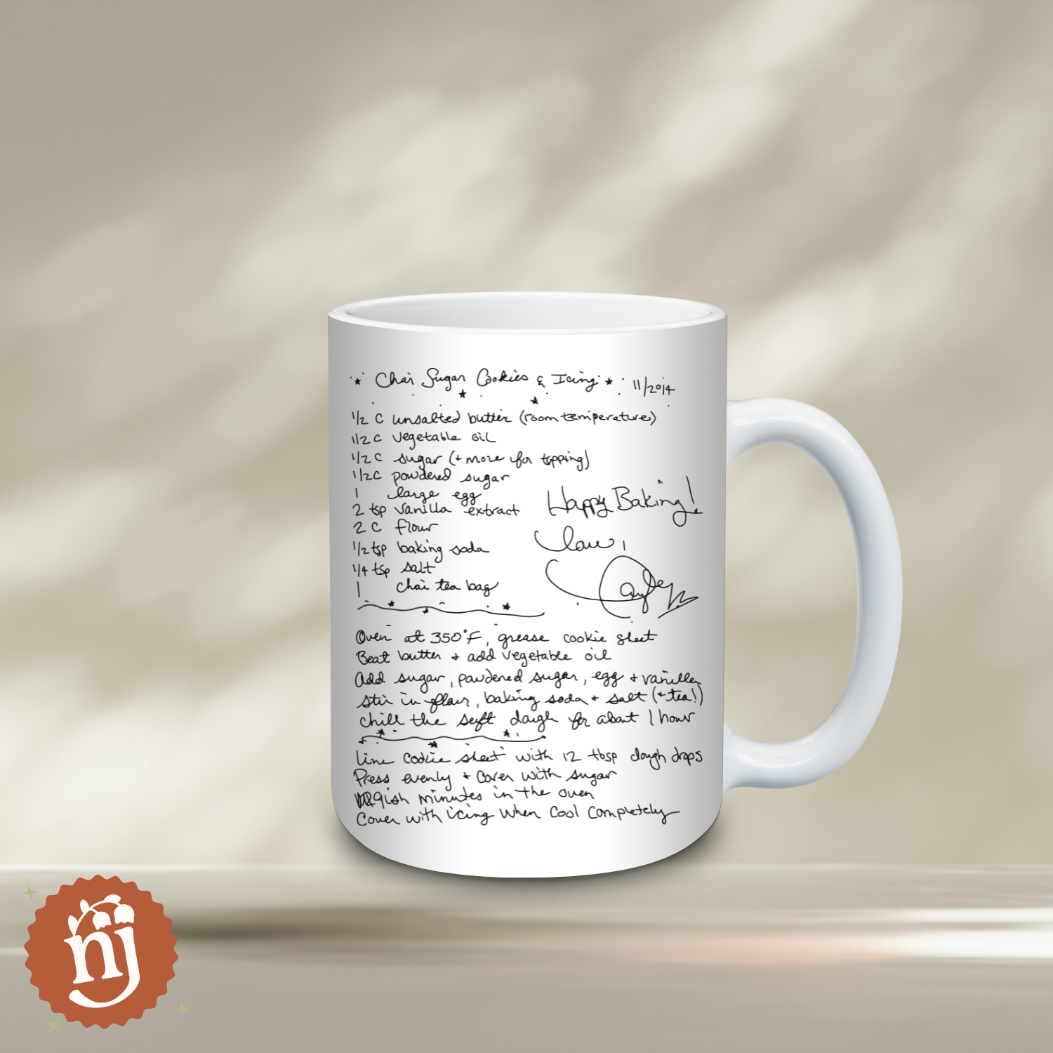 Nearly June Design Co - Wholesale Coffee Mug - Taylor's Chai Sugar Cookie & Icing Recipe Ceramic Mug3