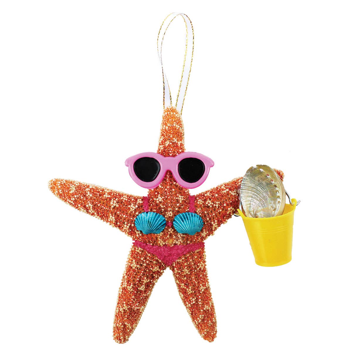 California Seashell Company - Wholesale Ornament - Beach Girl Bucket Sugar Starfish Ornament0
