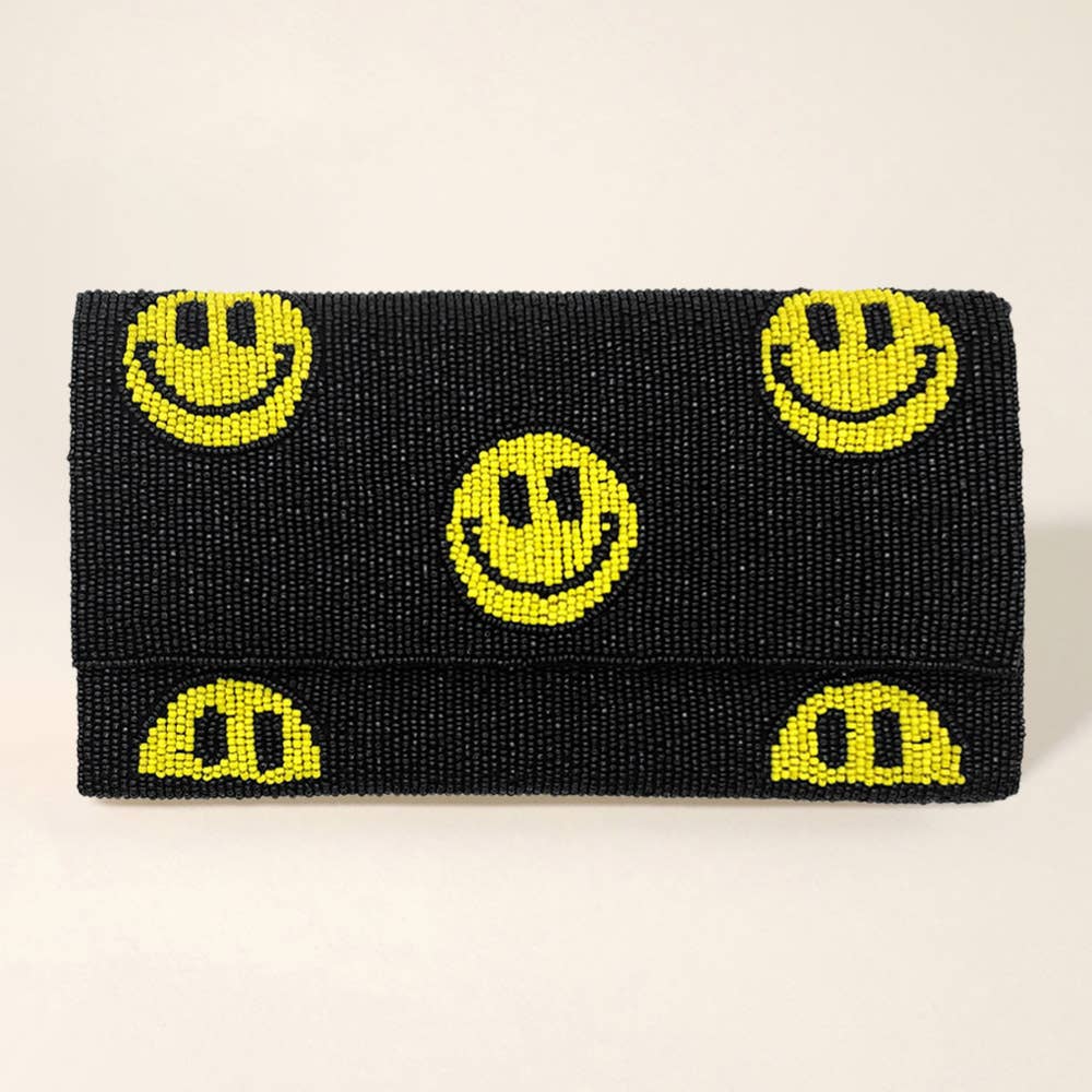 Sensibling Corp. - Vendita all'ingrosso Pochette - Donna - Pochette/borsa a tracolla con motivo Smile con perline3