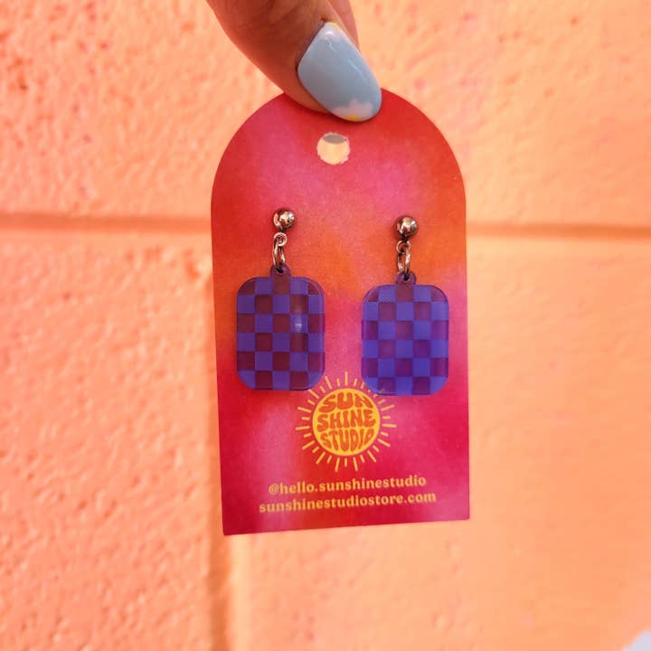 Rutiga charm enkla färgglada örhängen för wholesale av Sunshine Studio