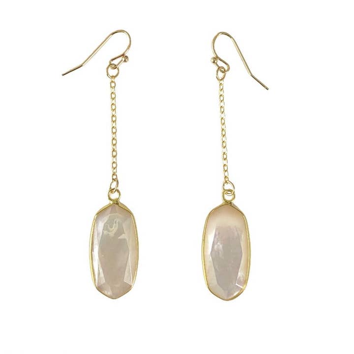 Mother of Pearl Chain Earrings for wholesale by Colour Addict Jewellery