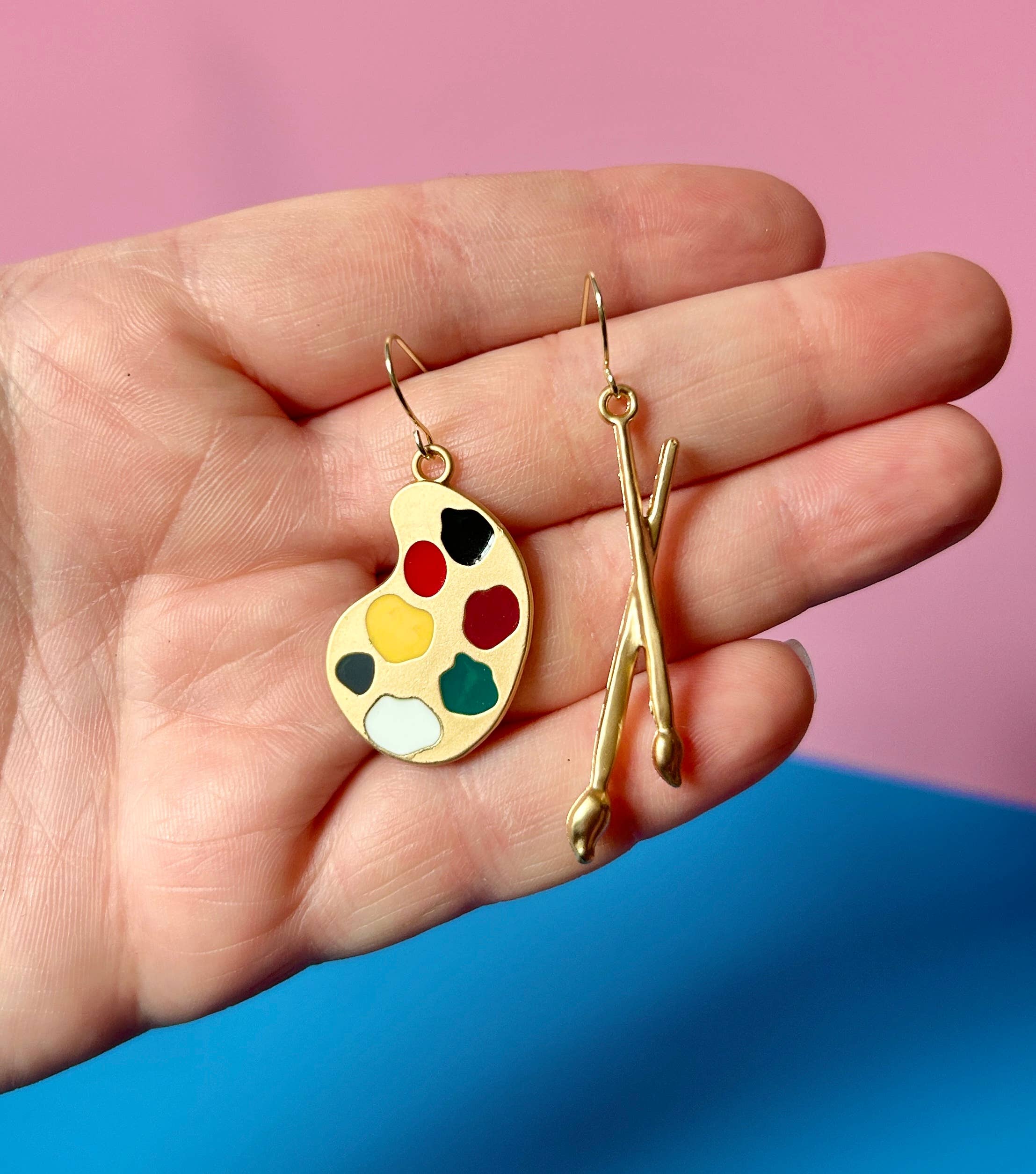 Alien Bratz - Vendita all'ingrosso Orecchini pendenti - Orecchini con palette di colori dorati Orecchini funky Orecchini per artisti