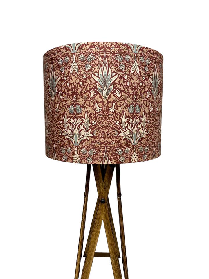 William Morris Merton Snakeshead Red Handmade Lampshade for wholesale by LouSeal Handmade Lampshades