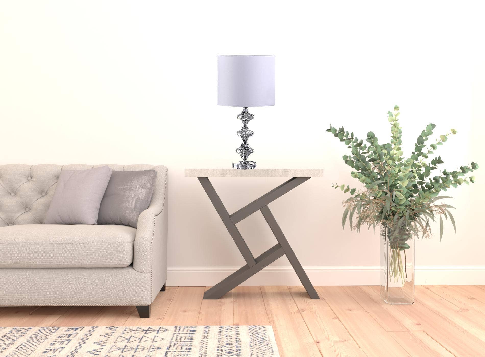 HomeRoots - Wholesale Accent/Desk Lamp - 23" Silver Crystal Geometric Table Lamp With White Shade2