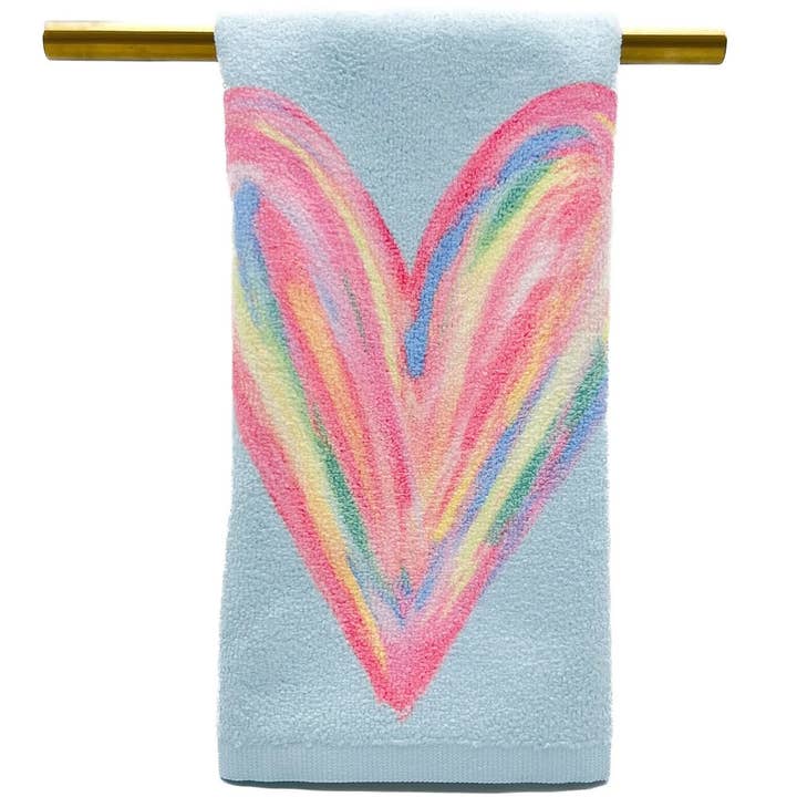 Rachel Brooks Design, LLC - Wholesale Tea Towel - Fluorescent Colorful Heart Tea Towel - Valentines hand Towel0