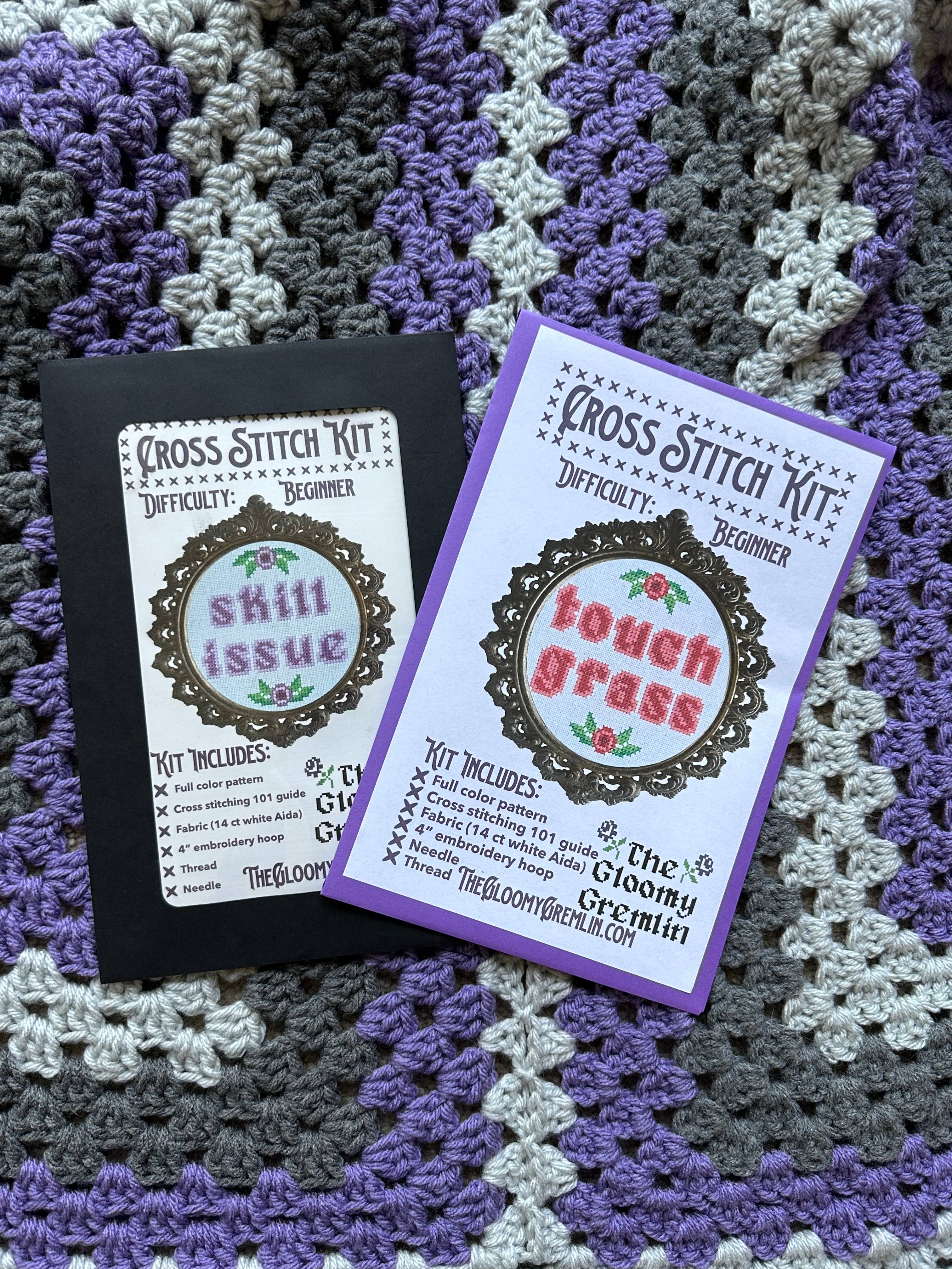 The Gloomy Gremlin - Wholesale Embroidery/Cross Stitch Supplies - Touch Grass - Cross Stitch Kit 3