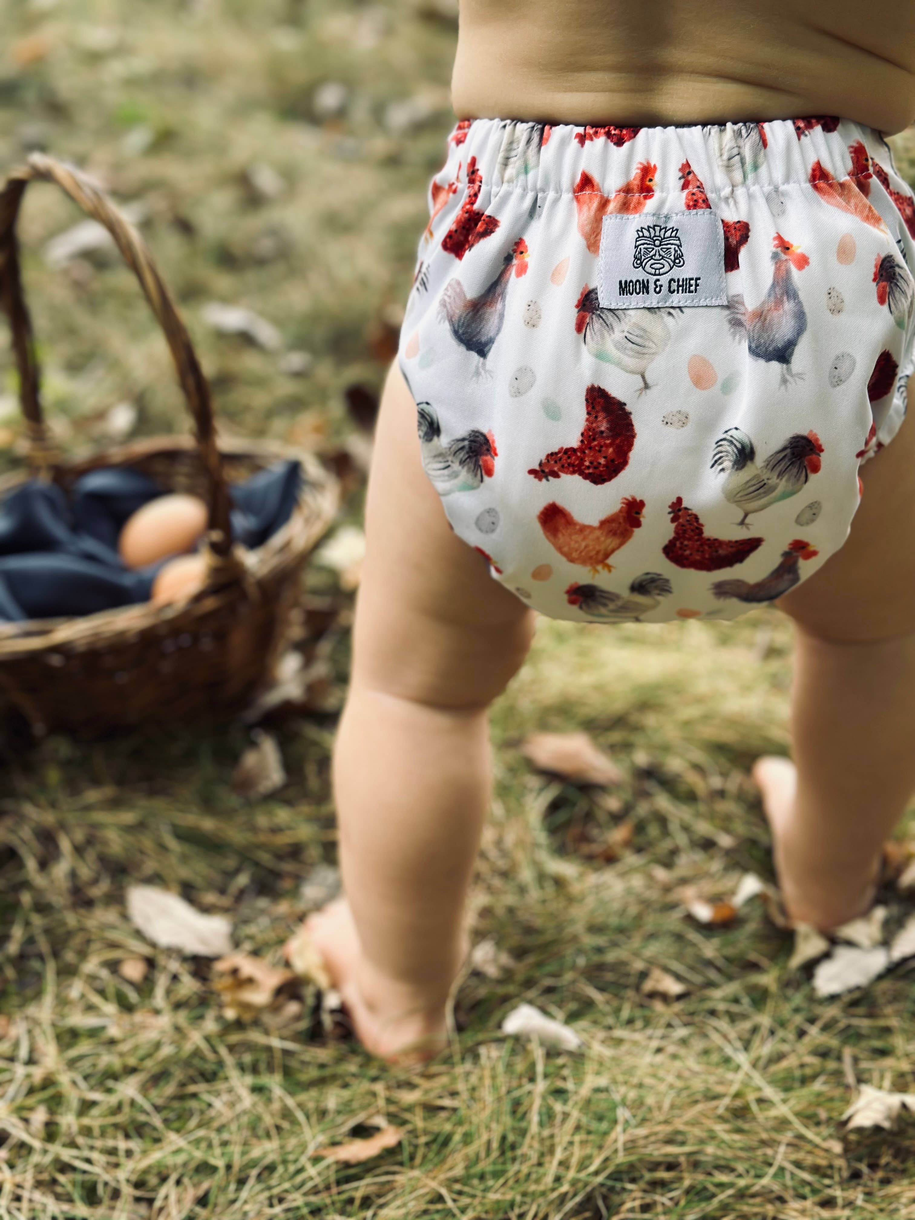 Moon & Chief, LLC - Venta al por mayor Pañales de tela - Bebés - Paño ecológico TOA con diseño de gallinas - Feelin' Clucky3