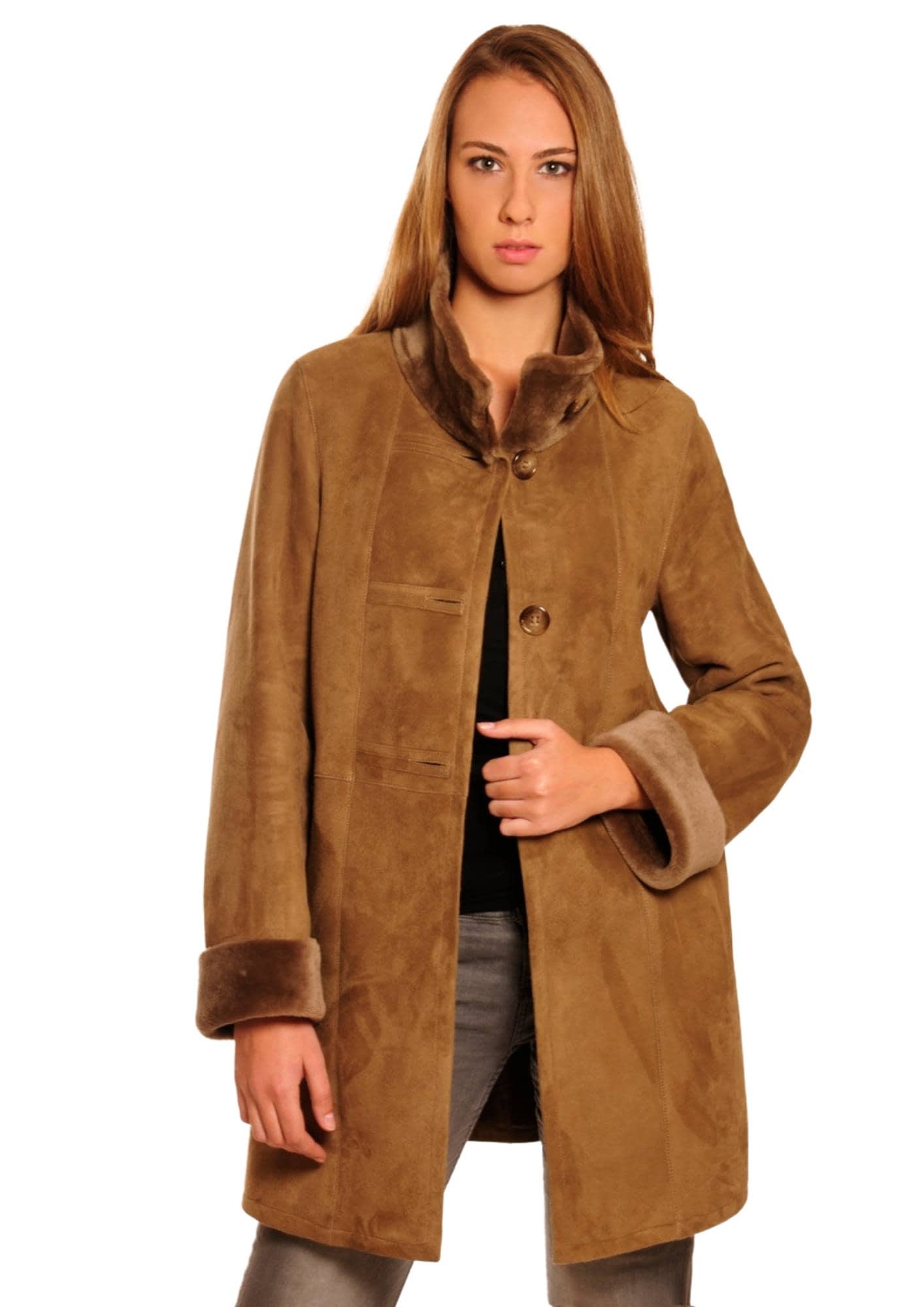 Sand DANKO 15049 Women's coat 100% lambskin. High Quality. for wholesale on Faire
