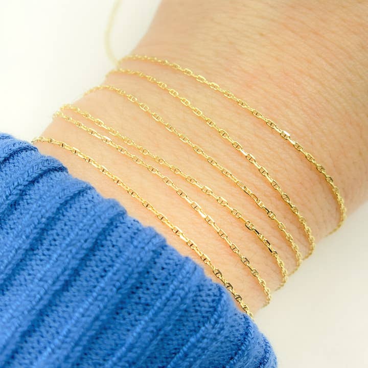 030FLP1T5byFt. 14K Solid Yellow Gold Flat Marina Link Chain for wholesale by Tresor Jewelry Inc.