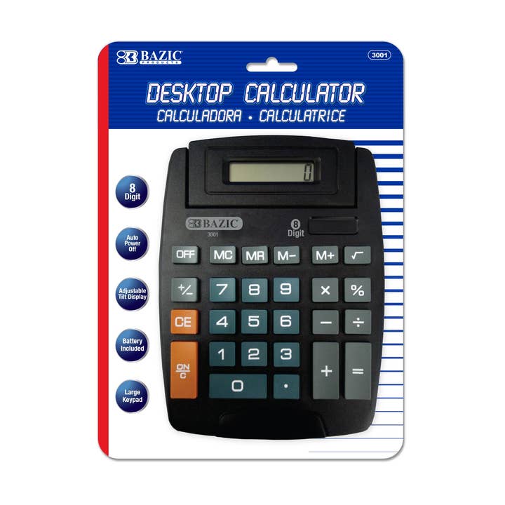 Calcolatrice da tavolo grande a 8 cifre con display regolabile per la vendita all'ingrosso da parte di Luna Office Supply - Everyday Essential