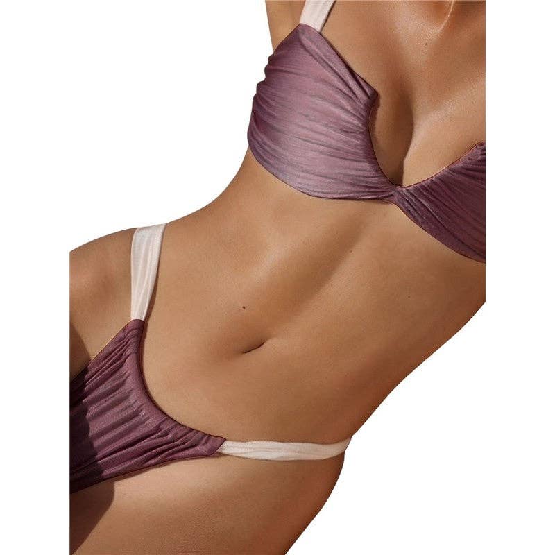 Ekartini - Wholesale Two Piece Swimsuit - Women's - Bikini Sexy Triangle Gathered Deep V Tie Rope Split Swimsuit8