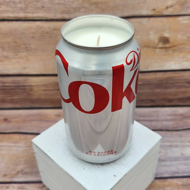 Diet Coke Soda Pop Can Soy Candle with Cola Scent for wholesale by 716 Candle Co