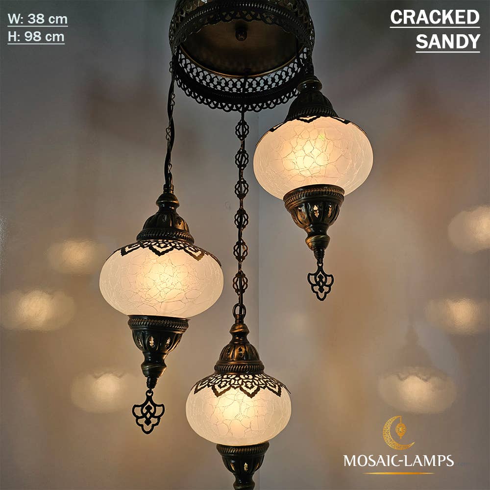 Mosaic Lamps - Wholesale Chandelier/Hanging Light - 3-Globe Ottoman Spiral Chandelier, Moroccan Turkish Style9