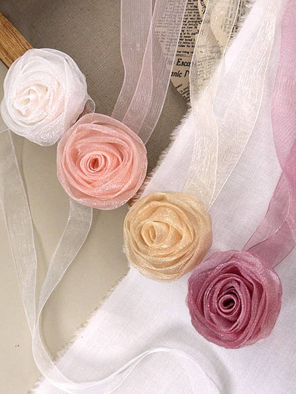 CHIFFON ROSETTE FLOWER CHOKER NECKLACE | 40N302 for wholesale by JOSSLYN by wall to wall